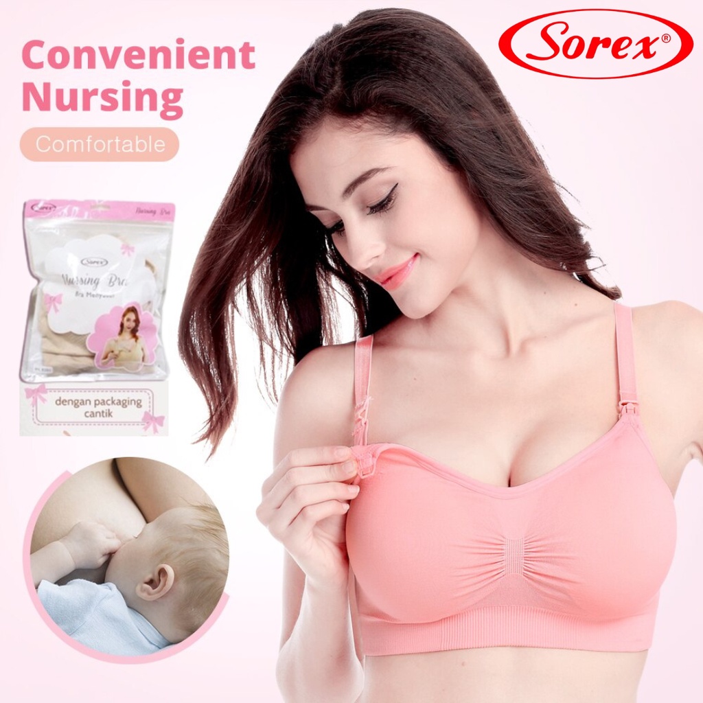 Bra Menyusui Sorex 8201 34-38 Pink Nursing Bra BH Busa Sedang Tanpa Kawat Kait 3 Setara Cup B ( Dengan Packaging Cantik ) BTK kait 3