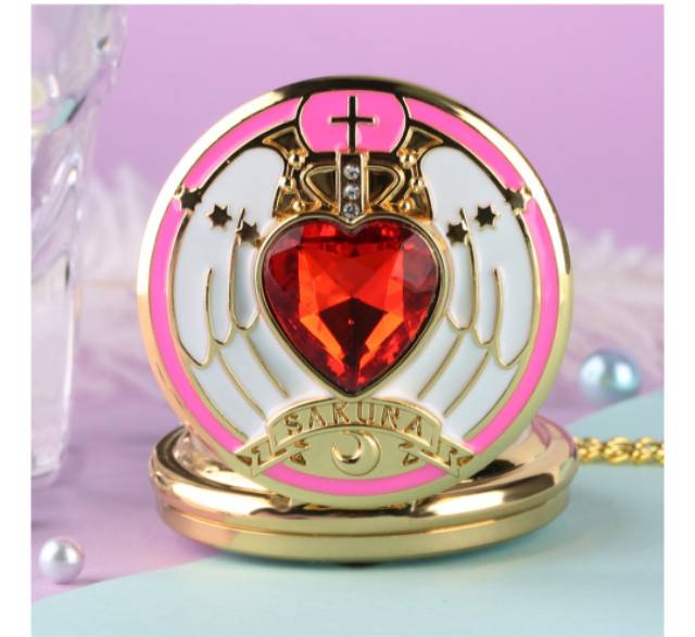 Jam pocket card captor sakura cardcaptor impor gambar 2 sisi