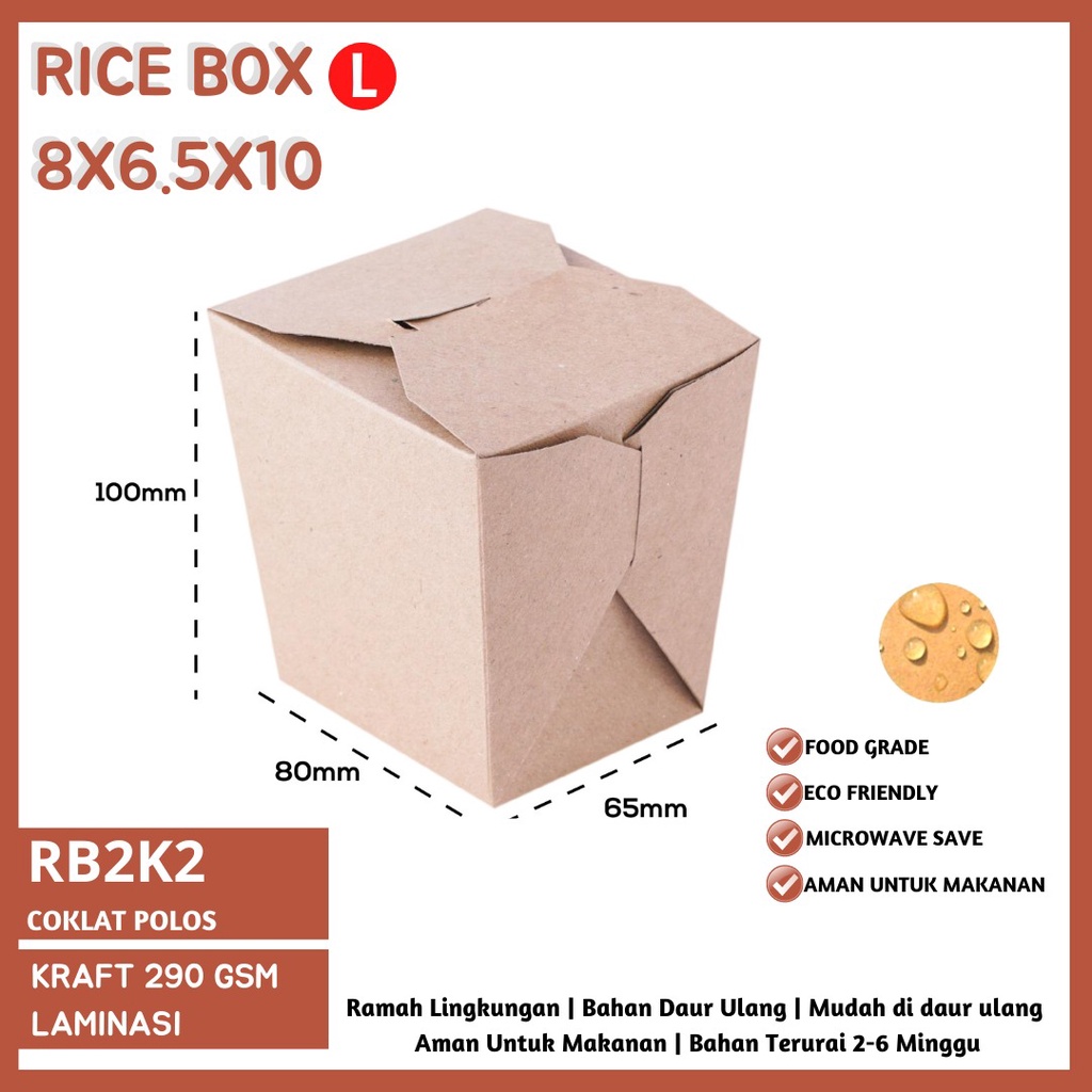 Rice Box Large Paper bowl Food Pail (RB2K2-Laminasi)