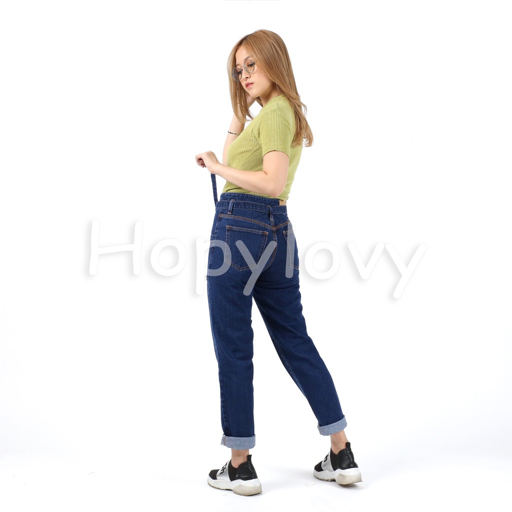 HOPYLOVY - Celana Boyfriend Jeans Wanita Termasuk Belt BF Umaru