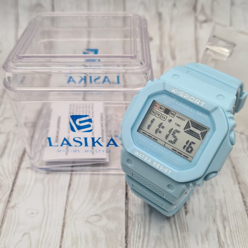 BONUS BOX Jam Tangan Sport Wanita Digital LASIKA L8109 Soft Tali Warna Tahan Air