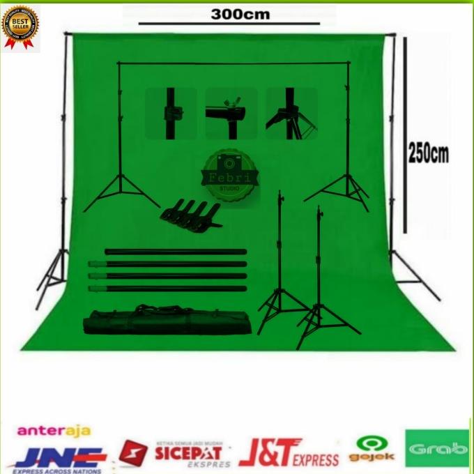 PAKET STAND BACKGROUND GREEN SCREEN FOTO BACKGROUND 36 M XDG6416ES