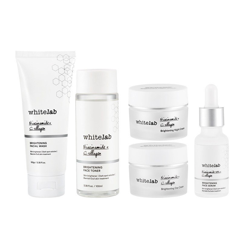 WHITELAB Brightening Face Wash Serum Toner Day Night Cream Acne Hydrating White Lab by AILIN