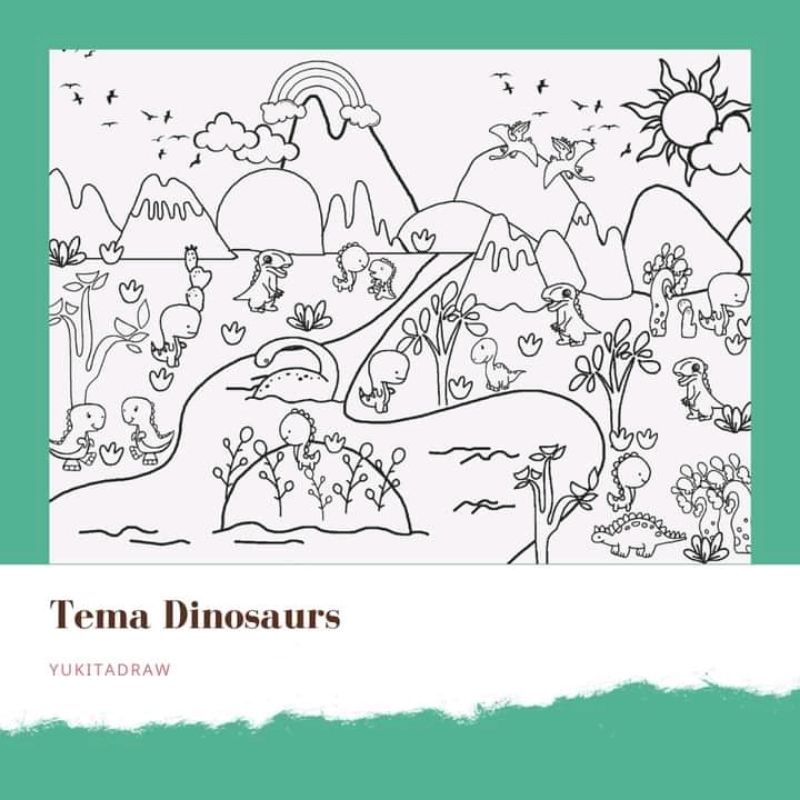 poster mewarnai jumbo tema dinosaurus
