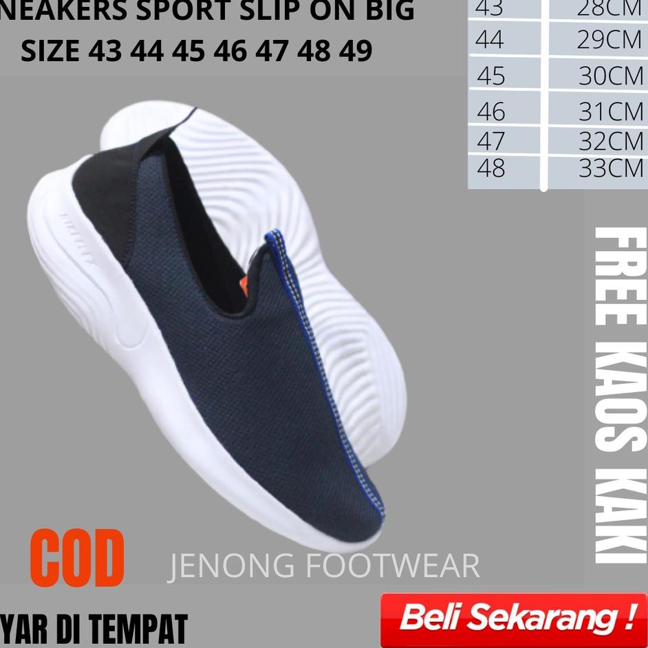 Keluaran Terbaru.. SEPATU SLIP-ON CASUAL OLAHRGA LARI BIG SIZE SEPATU PRIA UKURAN JUMBO SEPATU SNEAK