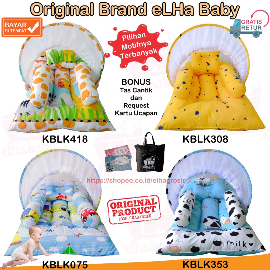 Kasur Bayi Kelambu eLHa Terlaris | Perlengkapan Tempat Tidur Bayi Baru Lahir Babyshop Kado Baby Gift