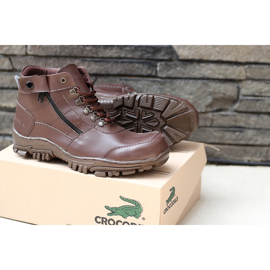 TERMURAH!! Sepatu Pria Boots Crocodile Morisey SafetyTracking Original Handmade