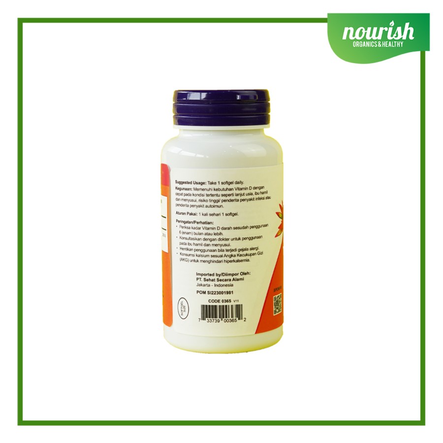 NOW Foods Vitamin D-3 1,000 IU 180 Softgels