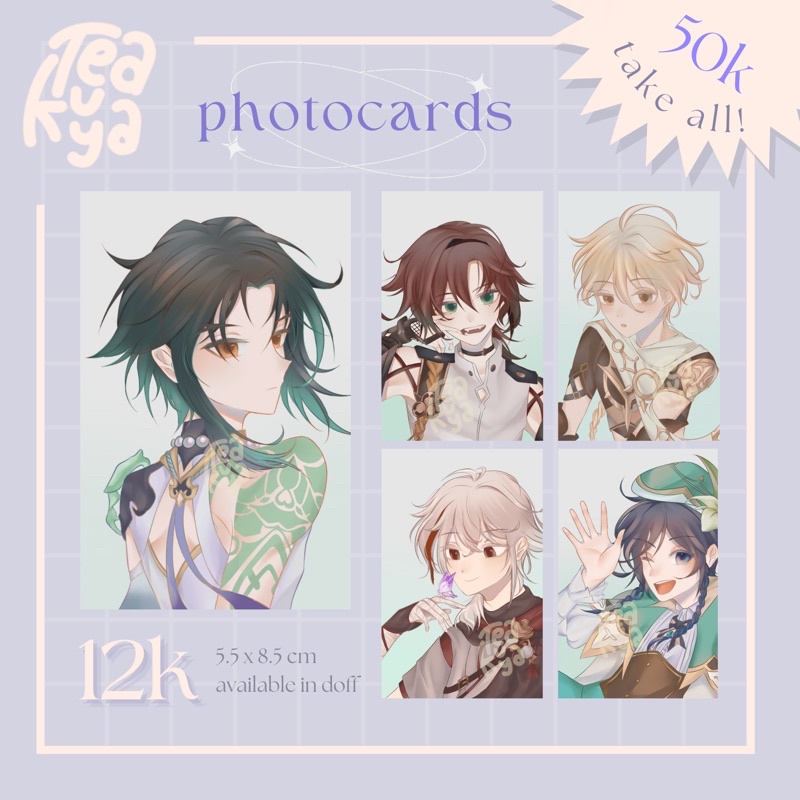 genshin impact photocards [anemo edition] | xiao venti aether kazuha heizou / pc genshin impact