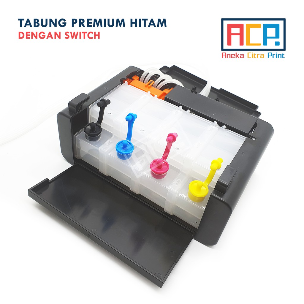 Tabung Infus Hitam Premium Dengan Switch 4 Warna 100 ML Import Epson Canon HP