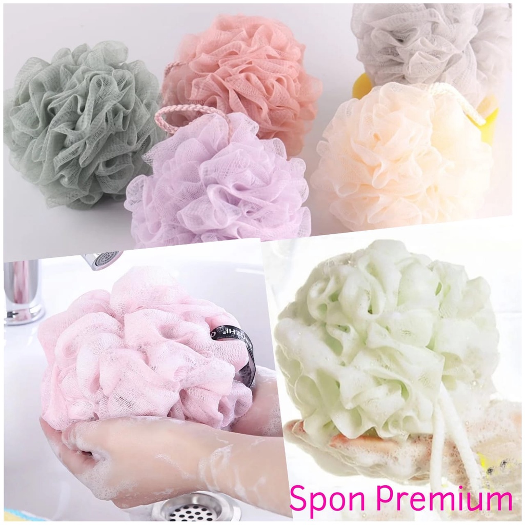 Spon Mandi Premium Tebal Shower Puff Rainbow Bath Ball Sponge Full Busa Warna-warni Murah Busa Mandi Lembut Busa Melimpah