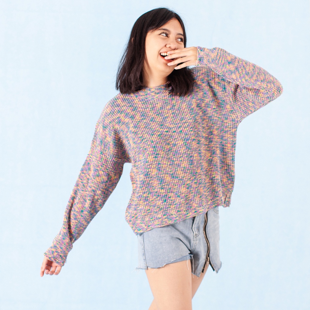 Yesyou Serendipty Candy Blue Oversized Knitwear