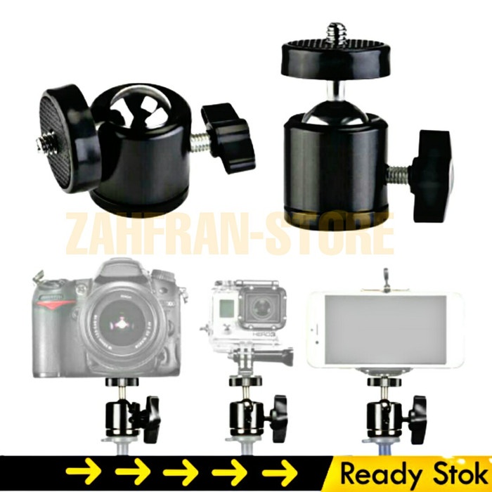 Produk Unggulan Mini Ball Head 360 Kepala Tripod Mount 1/4 Hp Kamera Ring Light Hemat
