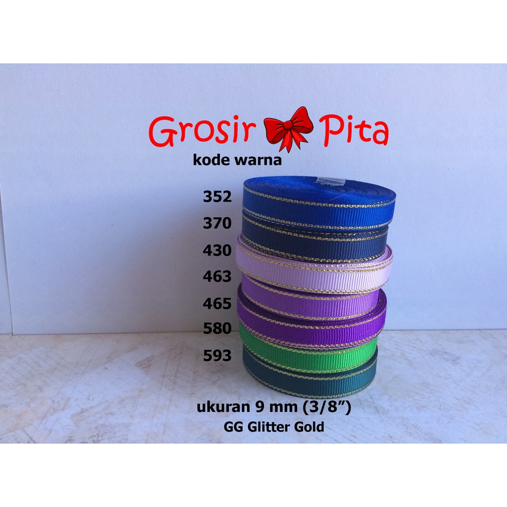 

(25 yard) Pita Grosgrain Glitter Gold ukuran 0,9 cm (3/8″) pg 3 | Pita Premium | Toko Bahan Craft | Grosir Pita