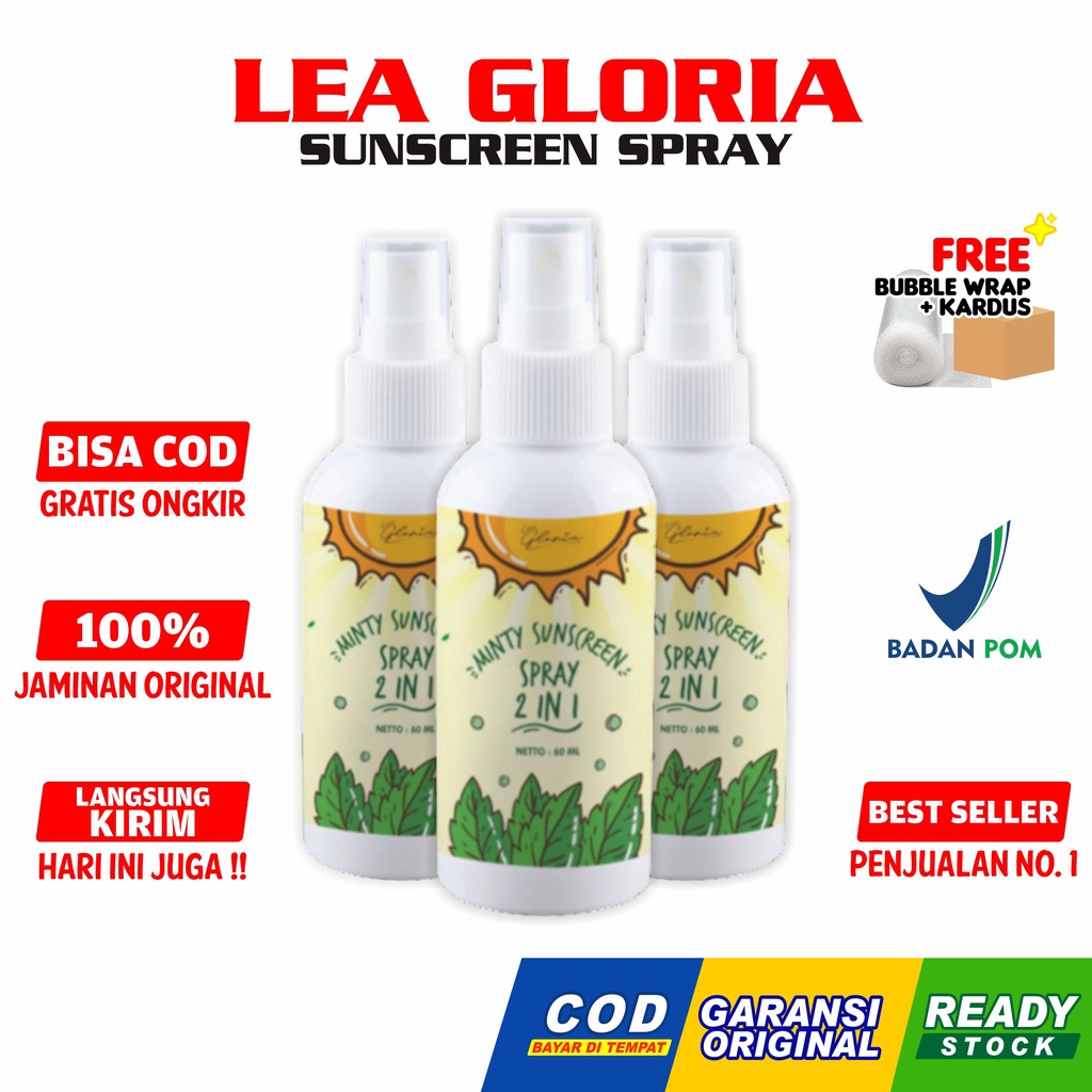 Minty Sunscreen Spray [COD] Sunblock Wajah Tubuh SPF 30 BPOM By Lea Gloria