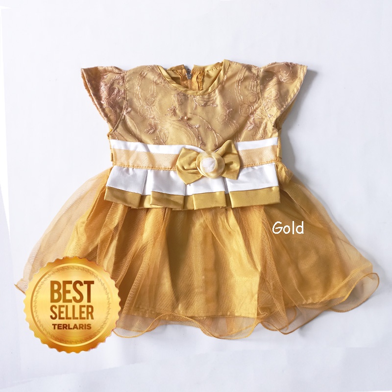 Baju Bayi Perempuan 6 12 Bulan Dress Ulang Tahun Bayi Cewe NewBorn Gaun Pesta Bahan Brukat KA105