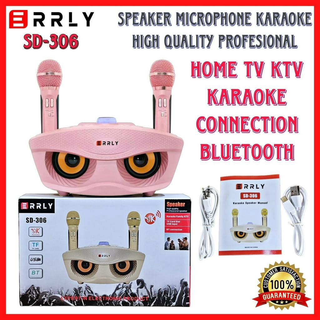 Speaker Bluetooth Karaoke SDRD / ERRLY SD-306  DUAL MIC Wireless ORI 100% Speaker Aktif Mata Elang Dah Free Bubble N Dus LUAR