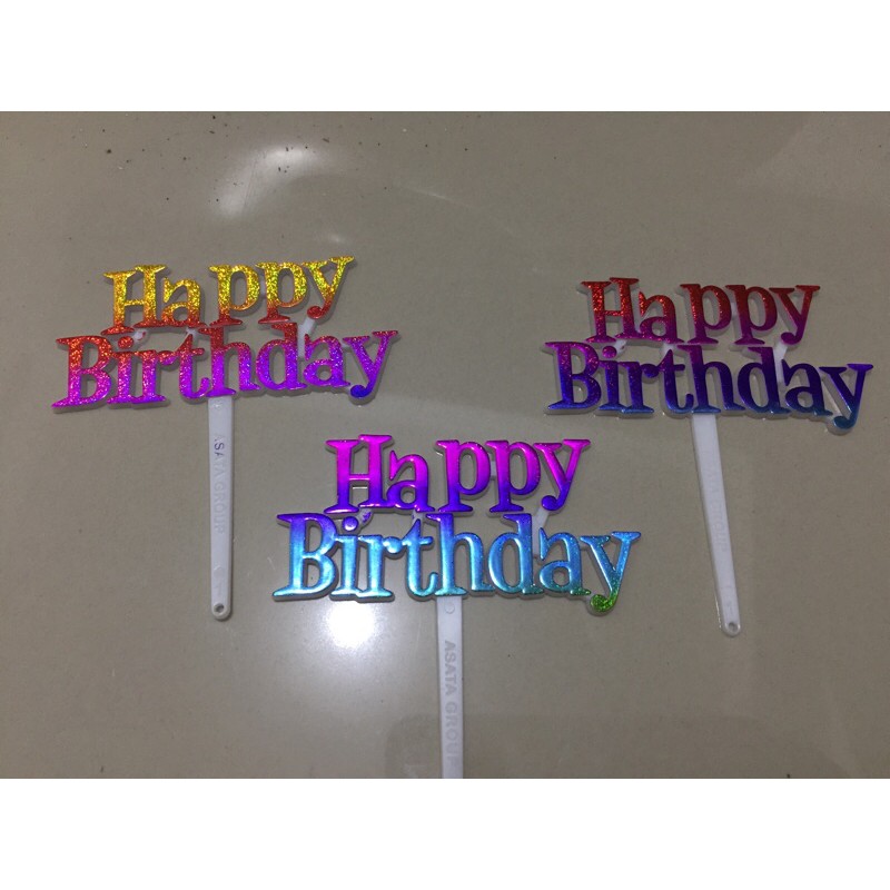 Topper Tulisan Happy Birthday Pelangi Warna Warni 1 pcs