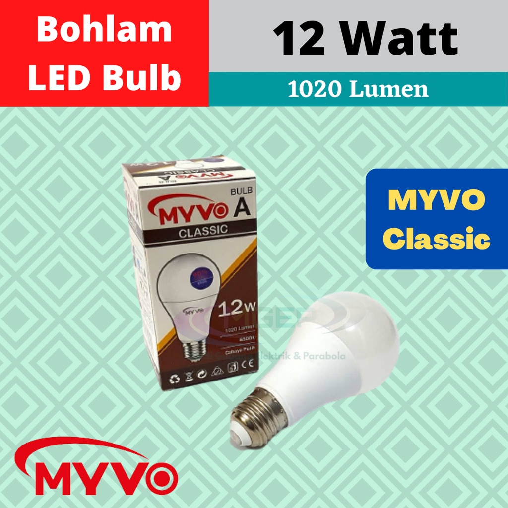 Myvo Classic Lampu Bohlam LED 12 Watt Murah Terang Bergaransi LED BULB