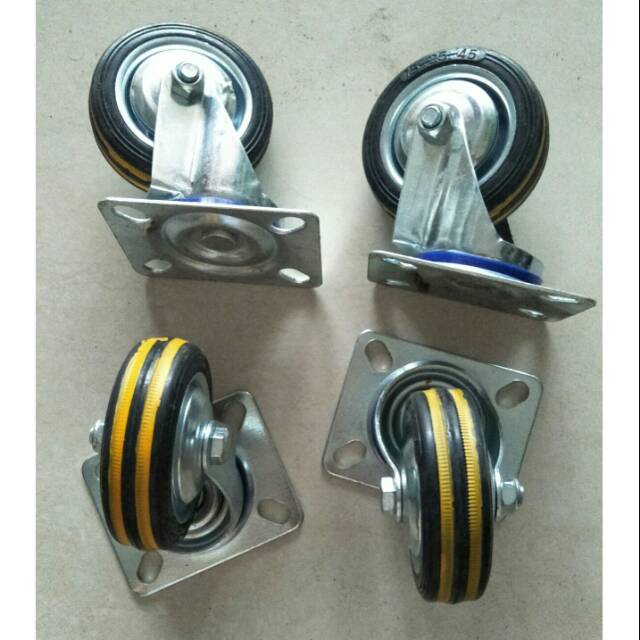 Roda gepeng karet / roda steling 3inch hitam