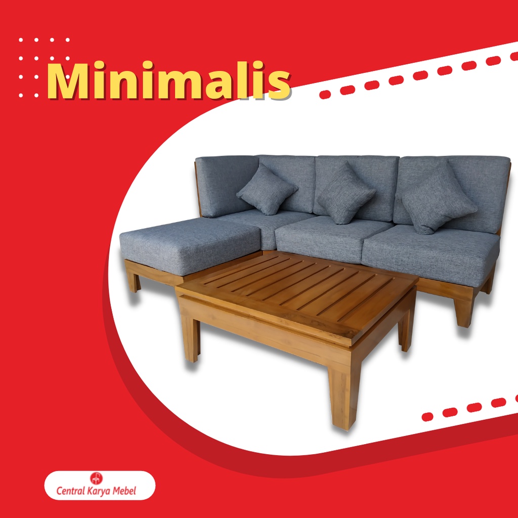 Jual Kursi Sofa Sudut Kayu Jati Minimalis Jepara Modern Desain | Shopee ...