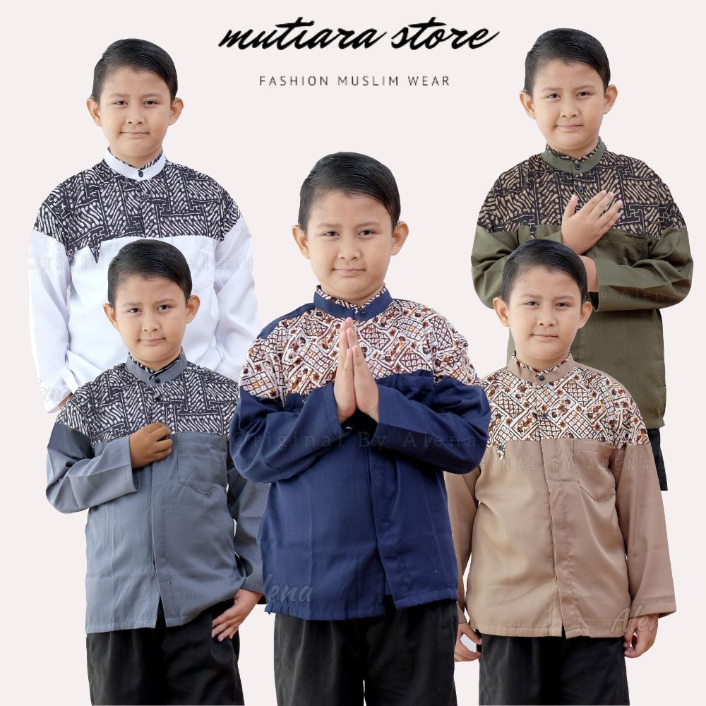 Baju Koko Anak Motif Farhan | Baju Kemko Anak Lengan Panjang Size 11-13Th