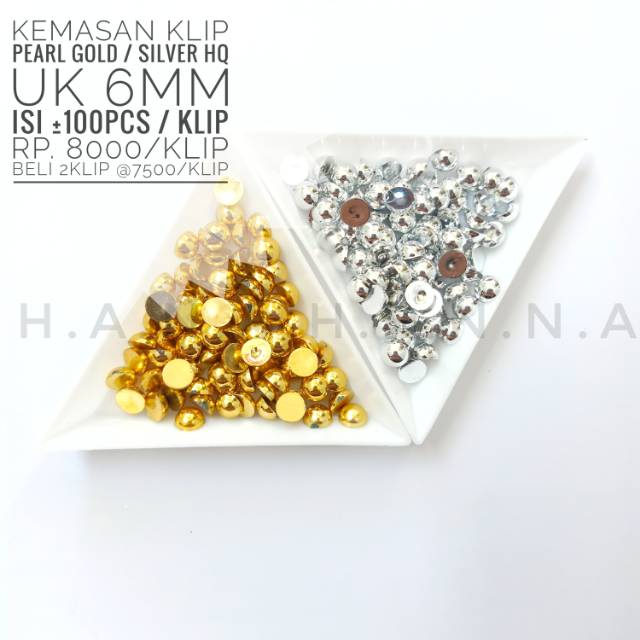 

Kemasan klip isi ±200pcs Pearl HQ ukuran 6mm