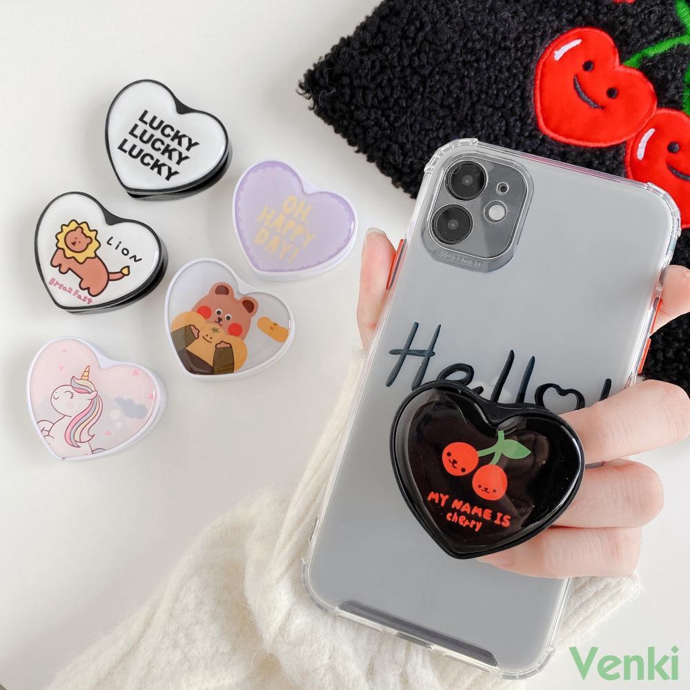 Popsocket Hp Bentuk Hati / Beruang / Ceri Model korea