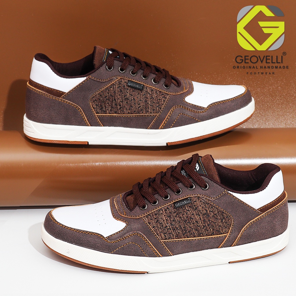 GEOVELLI - G3122 Coklat Sepatu Kasual Pria Sepatu Sneakers Tali cowok Terbaru Original Harga Murah Kualitas Bagus laki-laki Trendy