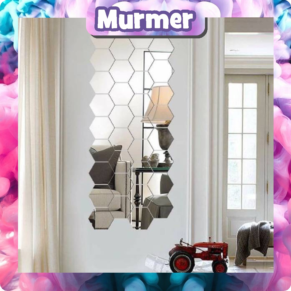 MurmerOfficial R215 1 PCS CERMIN HEXAGONAL STIKER KACA ARYCLIC HIASAN DINDING WALL MIRROR MURAH