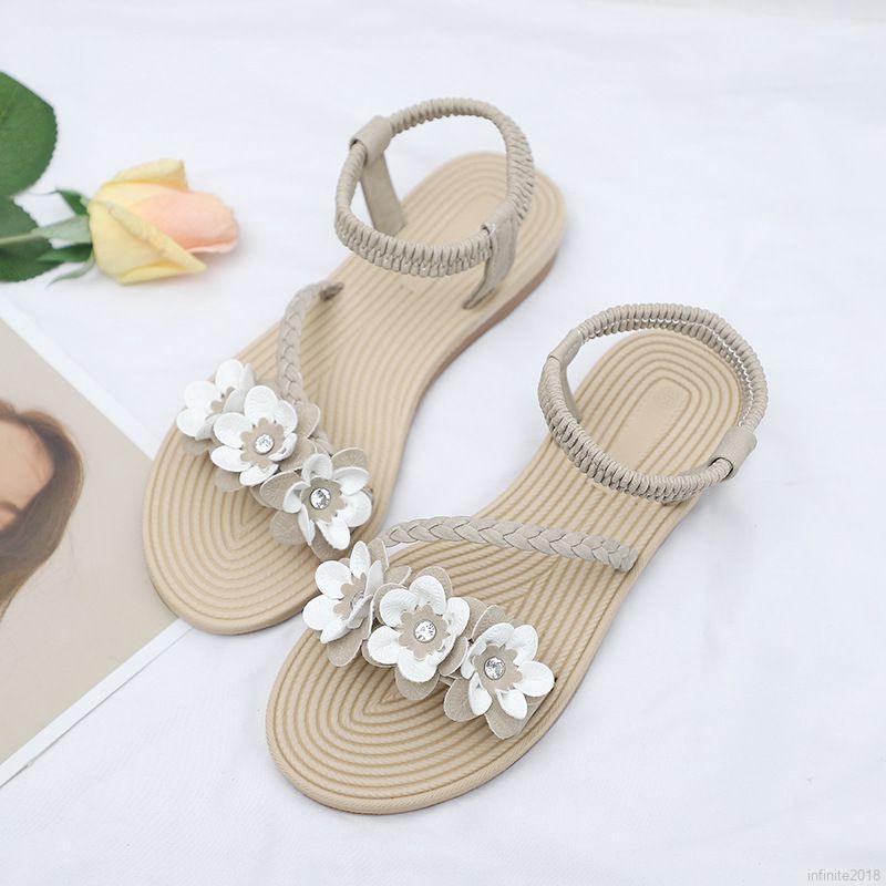 Sepatu Sandal  Flats Casual dengan Dekorasi  Bunga untuk 