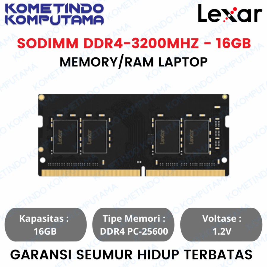 16GB Memory Laptop SODIMM LEXAR 16GB DDR4-3200MHz / PC25600 RAM LAPTOP LEXAR