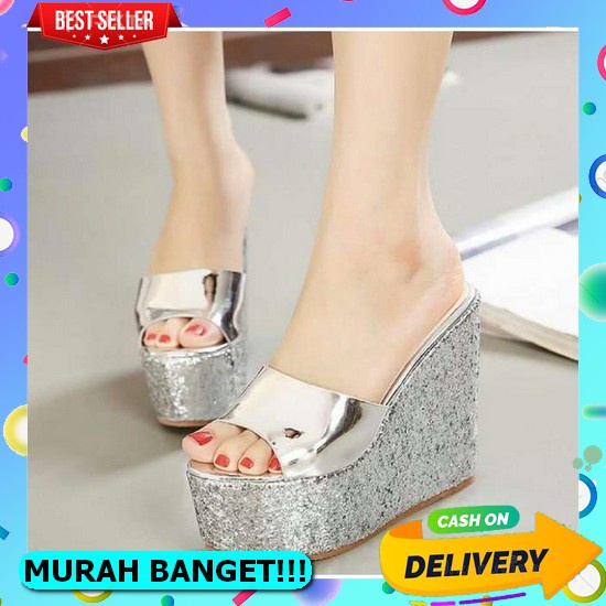 Sandal Wanita Tali Silang Wedges Import Remaja Selop Premium K2F5 Karet Kekinian Fashion Tertutup Pe