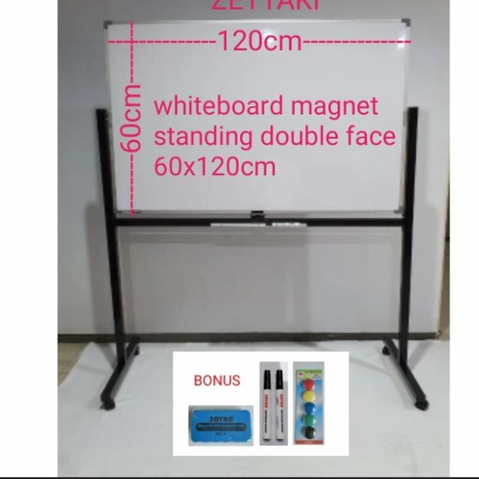 

Papan Tulis Whiteboard Standing Magnet Double Face ZETTAKI 60x120cm