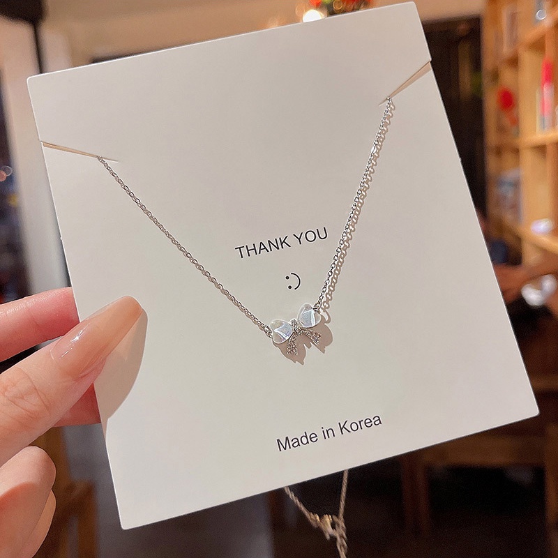 Kalung Choker Bahan Titanium steel Aksen Opal Untuk Wanita