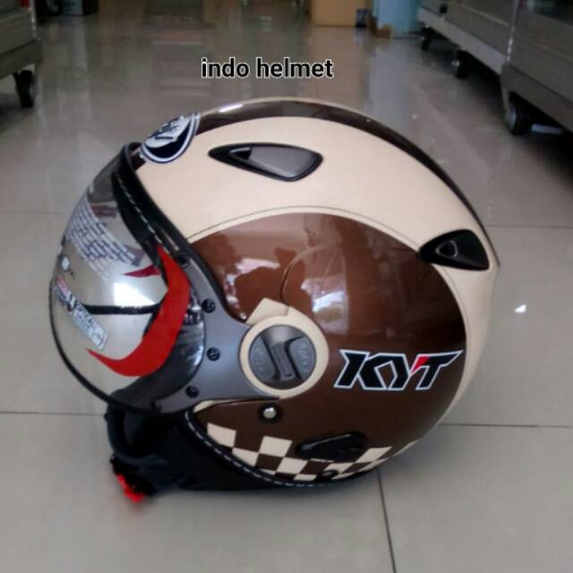 helm kyt elsico#2 cream/brown ongkir hanya 2kg
