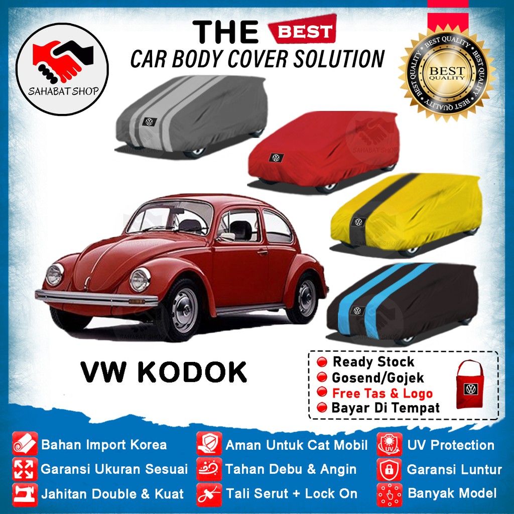 Sahabat Body Cover Mobil VW Kodok / Sarung Penutup Volkswagen Beetle Outdoor 1991 1992 1993 1994 1995 1996 1997 1998 1999 2000 2001 2002 2003 / Selimut Tutup Mantel Mantol Kerudung Jas Pelindung Pembungkus Mobil VW Type 1 Waterproof Anti Air Model Biru