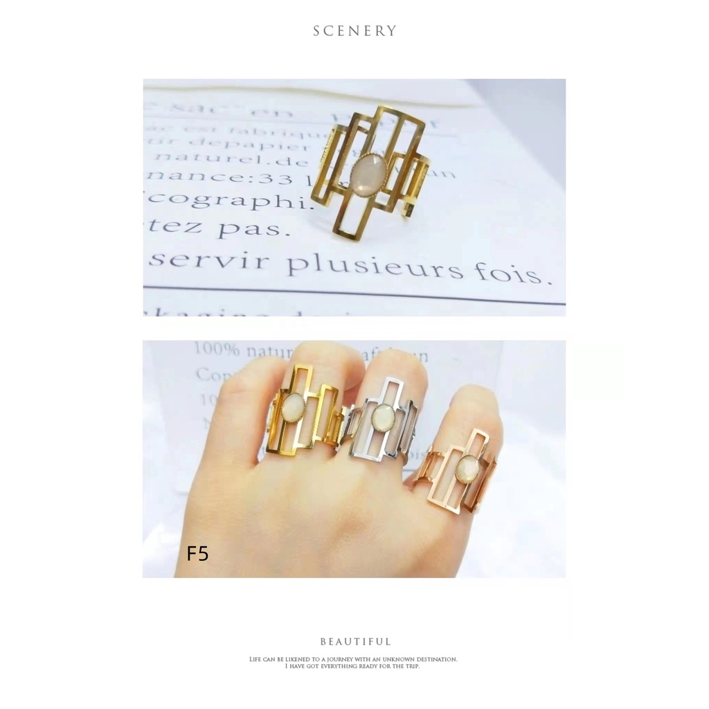 Cincin Titanium Permata Perhiasan Fashion F1-6