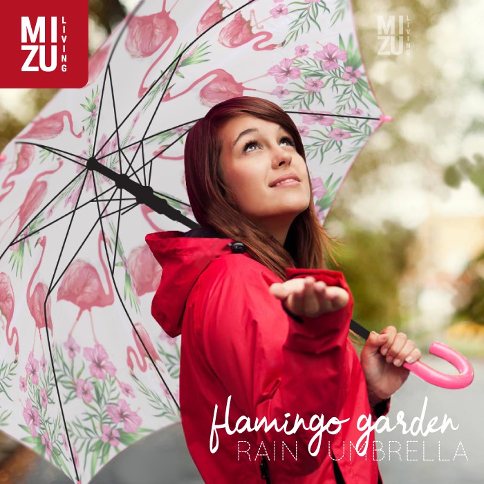 [CLEARANCE SALE] FLAMINGO GARDEN Rain Umbrella Payung Hujan Fashion Korea Semi Doff Translucent