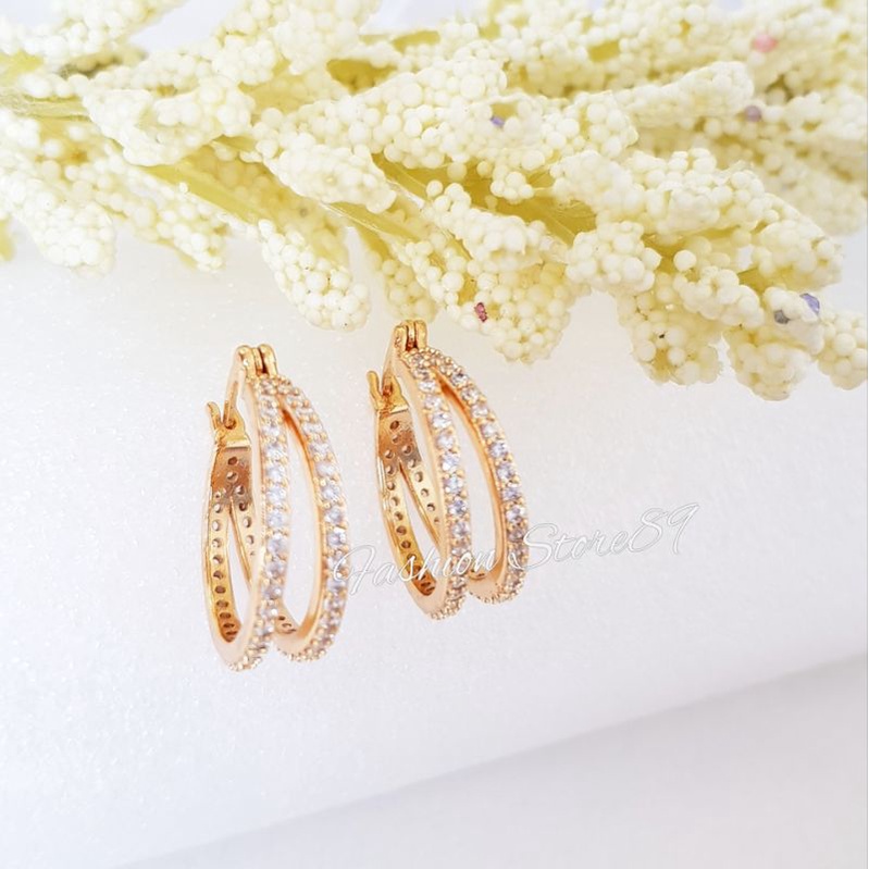 Anting Bulat Anting tusuk model bulat full permata dan motif impor xuping Bestquality lapisemas