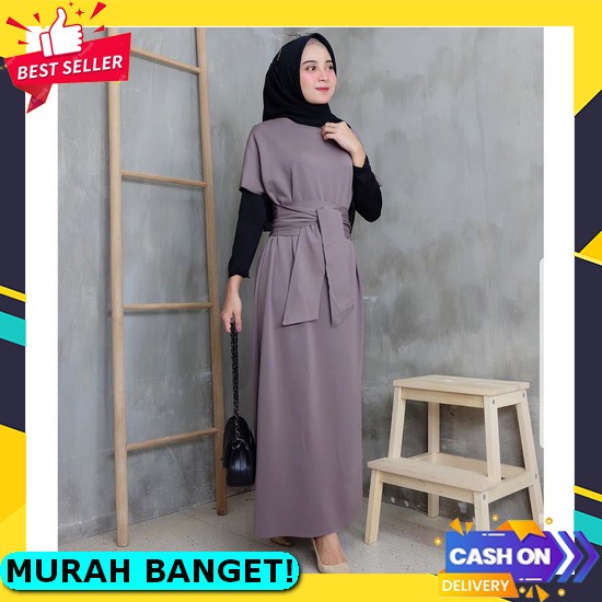 Cod || Ready || Gamis Kalong Wanita Jumbo || Lianka Abaya Crepe Mix Brukat Pearl Ld 137 || Gamis Kal