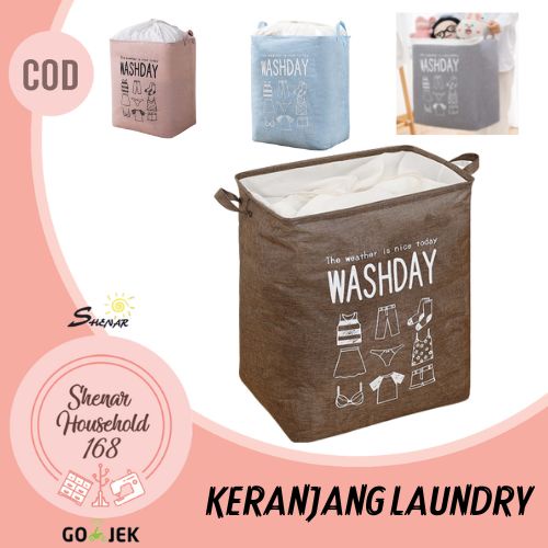 SHENAR, KERANJANG BAJU KOTOR BERSIH BAG LAUNDRY TEMPAT PENYIMPANAN KERANJANG SERBAGUNA  KOTAK BAJU LAUNDRY BAG LIPAT KANTONG BAJU UNIK VIRAL ( BISA  COD)