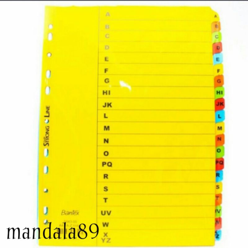 

Divider a4 karton 20 pages (A-Z) merk Bantex 6043