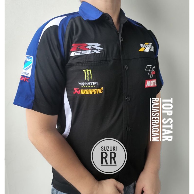 Baju Seragam Kemeja Otomotif SUZUKI Motor RR GSX Komunitas Moto GP Kemeja Bordir