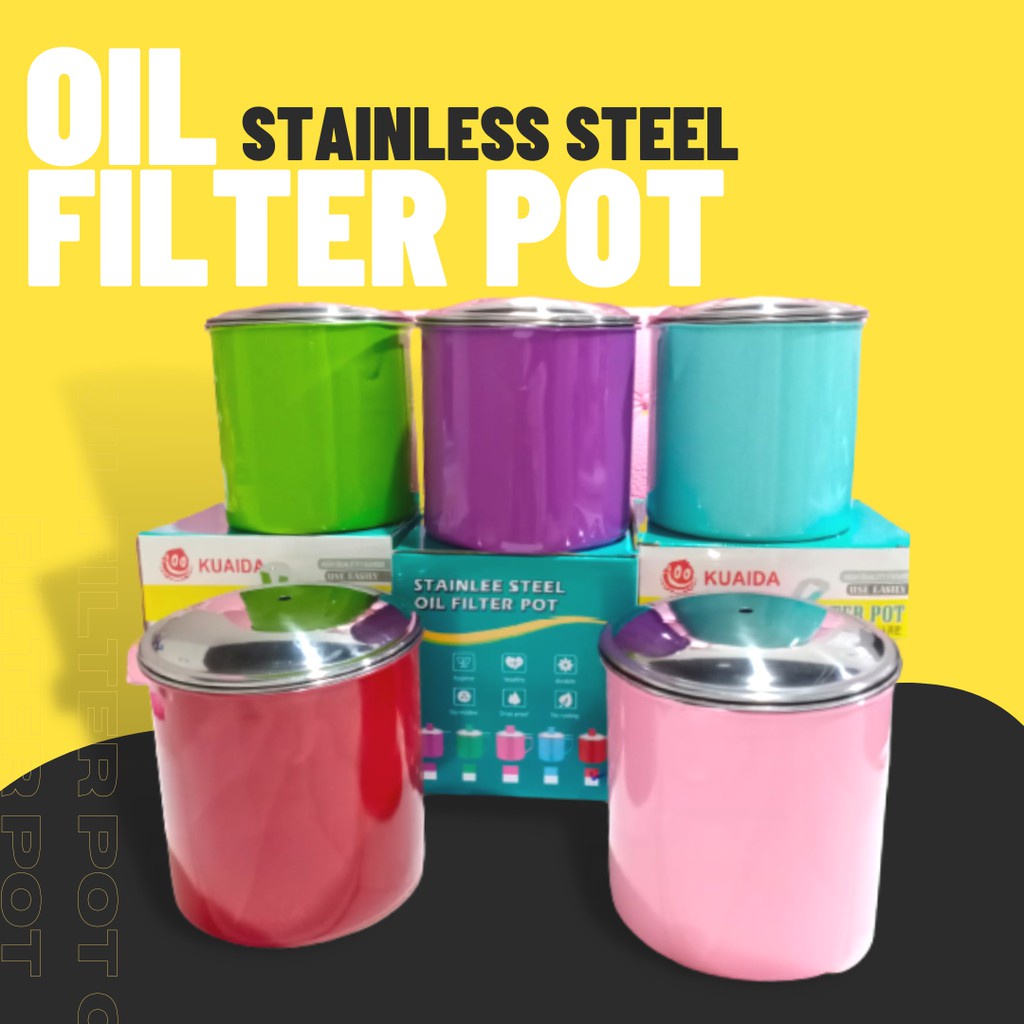 Oil pot WARNA saringan minyak 1200ml / Oil Pot wadah Saringan Minyak Stainless