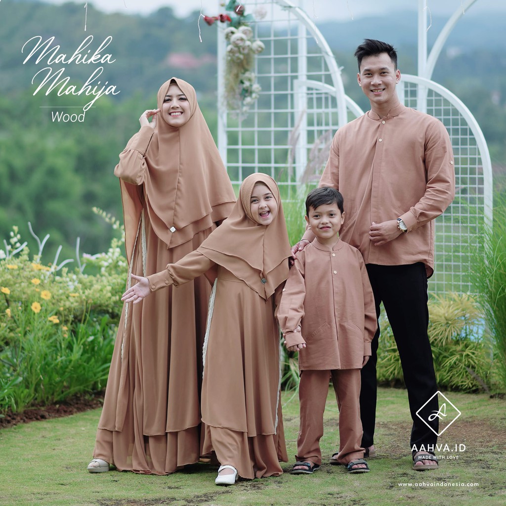 Sarimbit Keluarga Gamis & Koko warna Wood/Cokelat (Mahika Mahija by Aahva Indonesia)