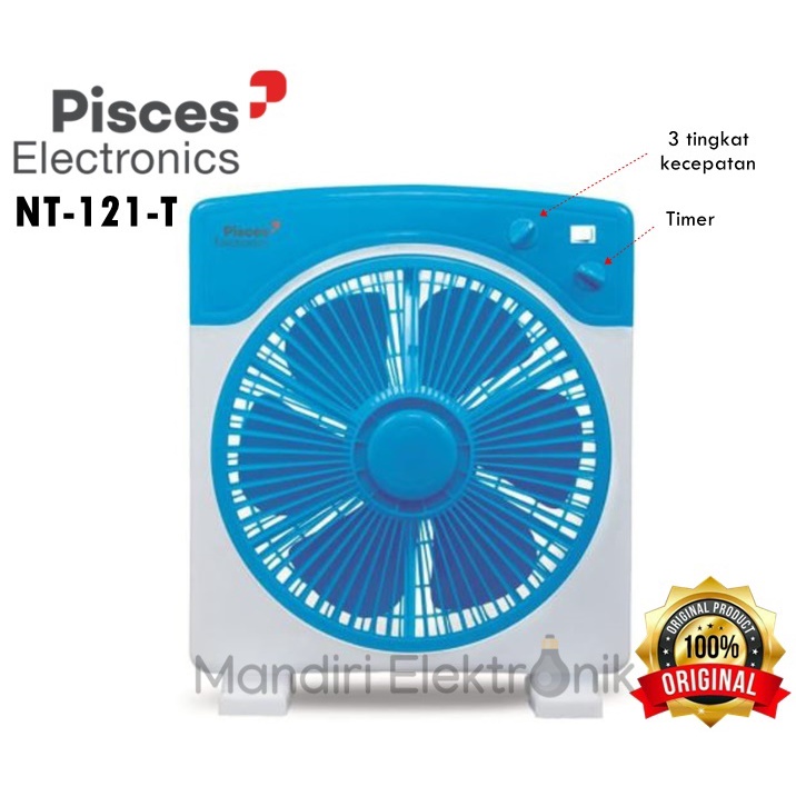 Pisces Kipas Angin Box Fan Timer 12 Inch NT121T - Kipas Angin Kotak Pisces 12 Inch Timer NT-121T