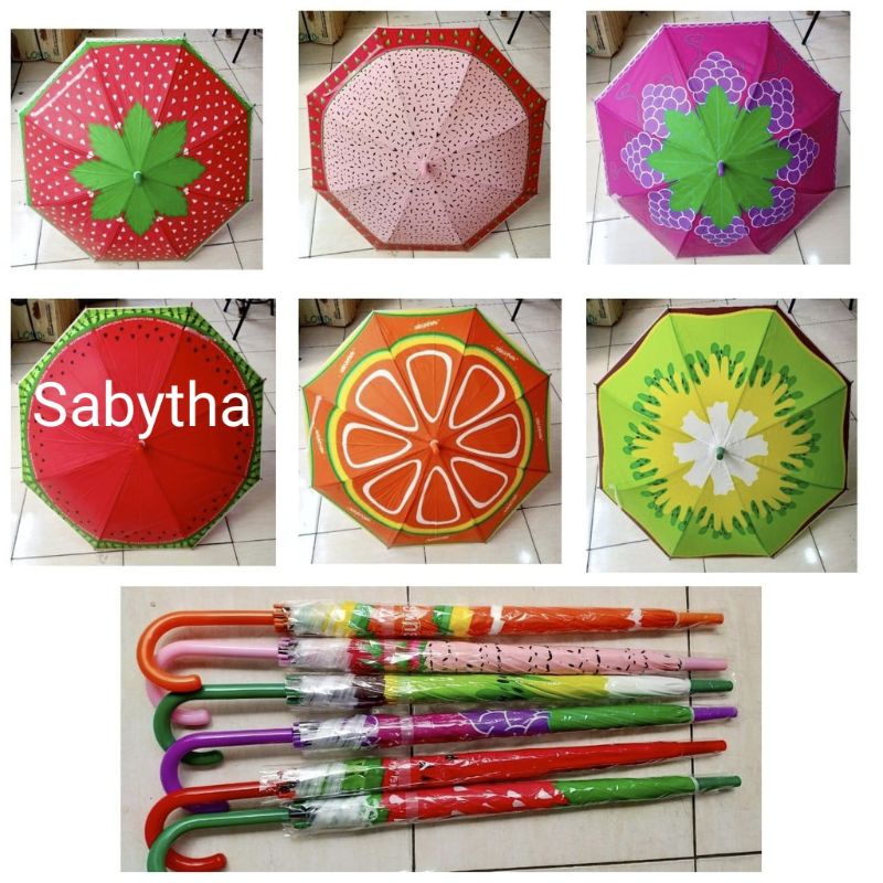 Payung Tongkat Motif Buah / Payung Motif Buah / Payung Buah / Umbrella