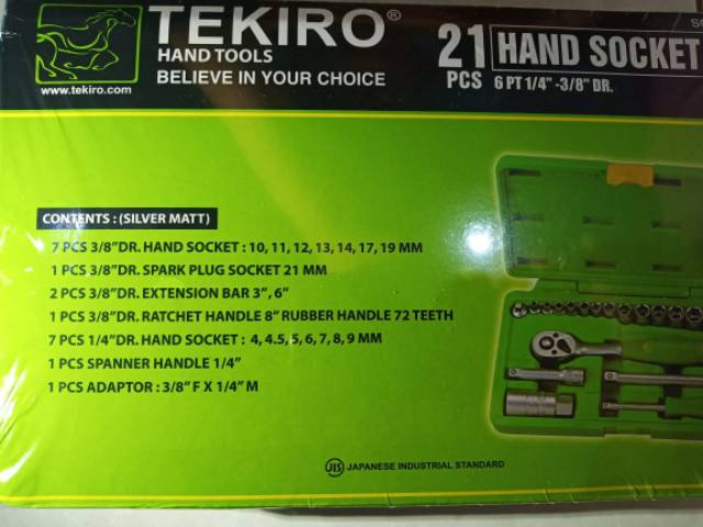 Kunci sock Tekiro 1/4&quot; - 3/8&quot; DR 21 pcs 6PT