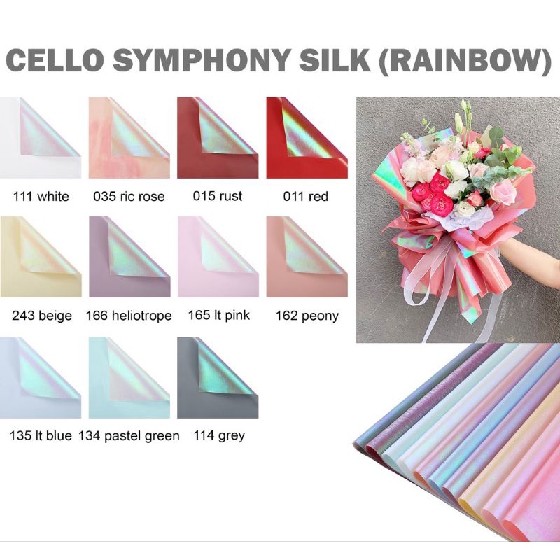

korean wrapping buket - HOLOGRAPHIC kertas cellophane bucket bunga symphone silk rainbow hologram korean glossy florar wrapping